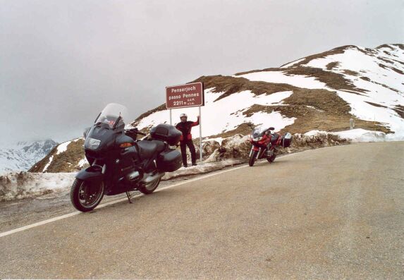 Mark and our bikes atop the Penser Joch
(Passo di Pennes).