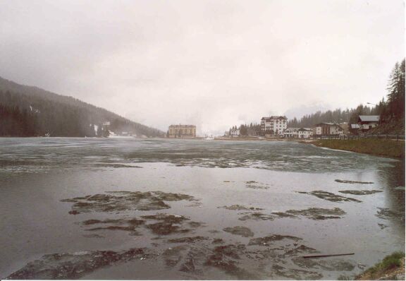 The still frozen Lake of Misurina.