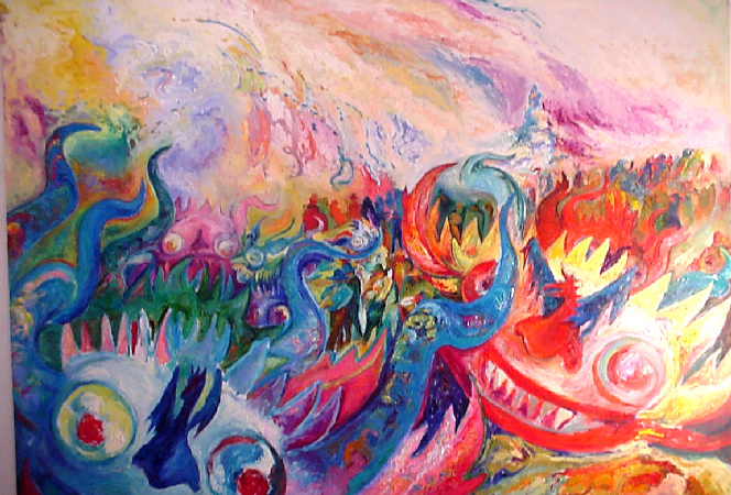I'm was inspired of the "Diablada" (devils parade") with the Devil Dancers.wiht masks....(more info: Click here) 