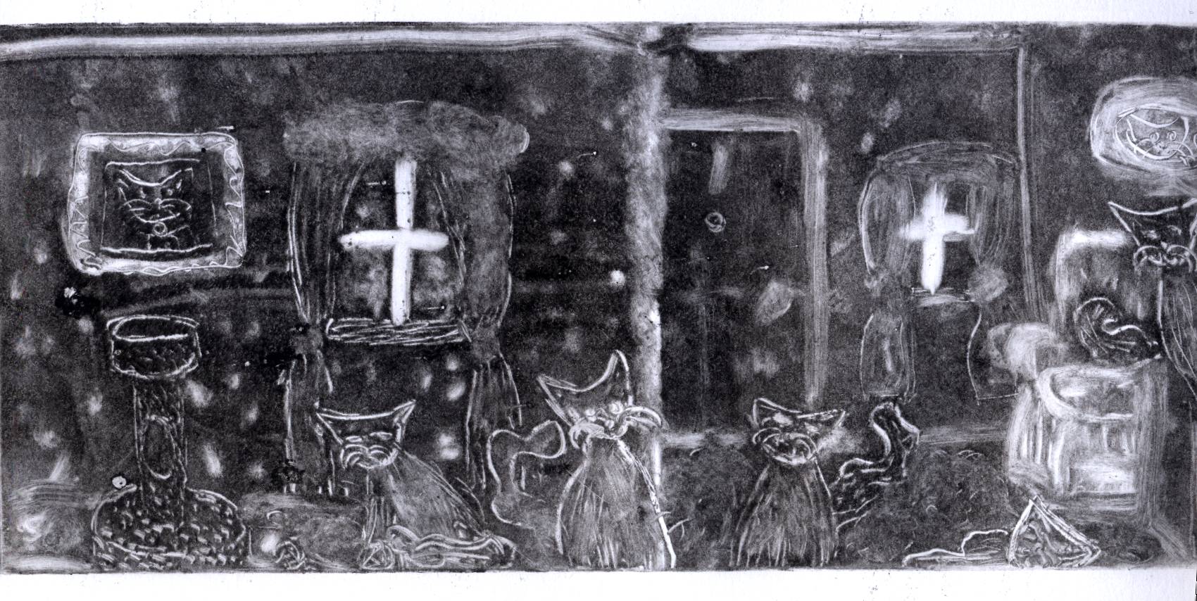 Cat Lady Monoprint