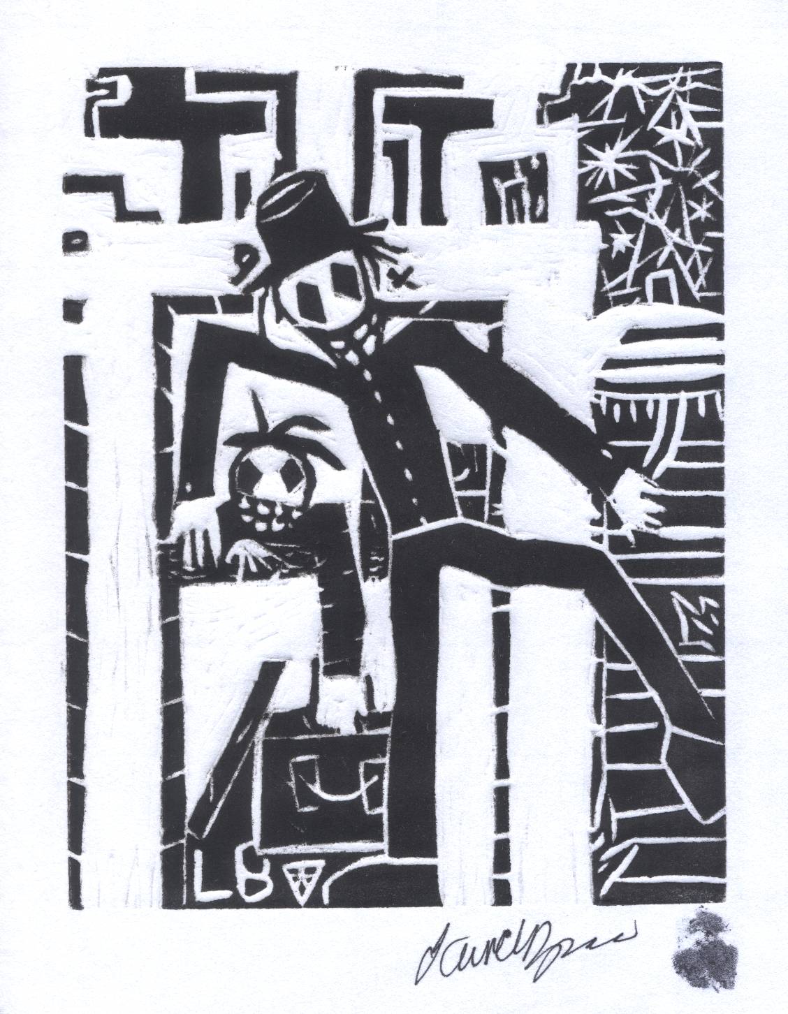 Dancing Skeletons Woodcut