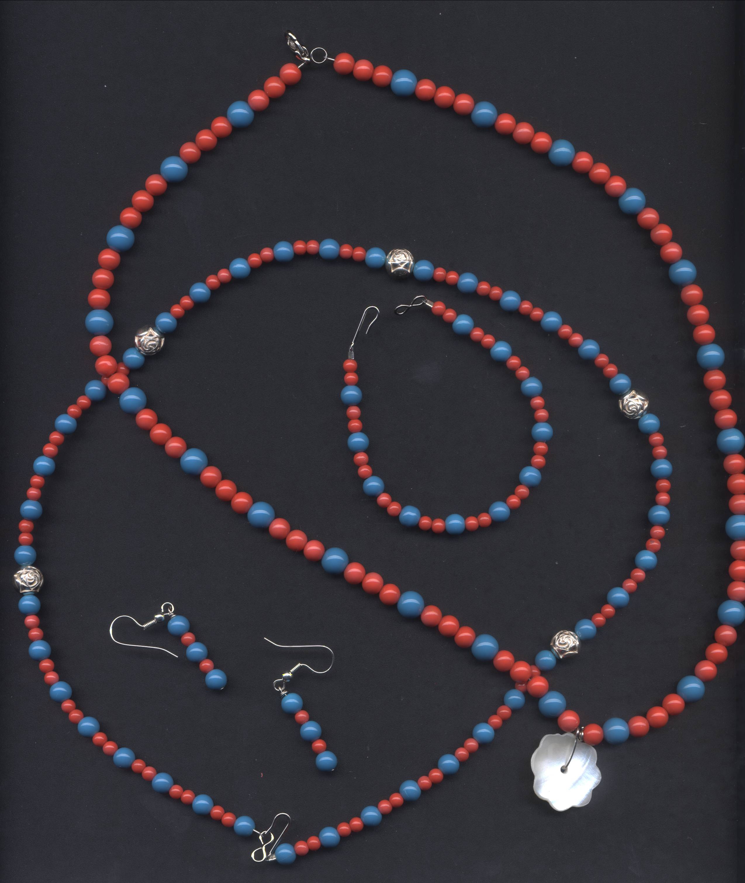 glass beads strung similar to the old Mardi Gras style