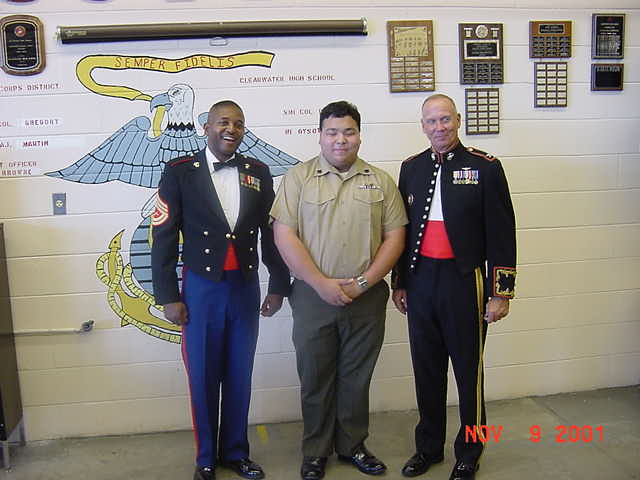 (l-r) GySgt. Miller, me, Col. Davis