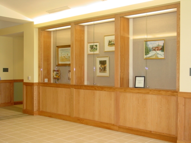 Picture of display cases in foyer.