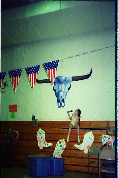 cow skull scenic painting