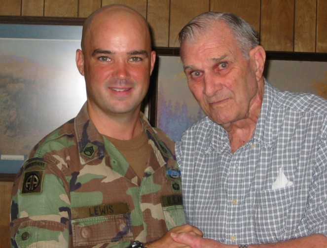 SSG Christopher Lewis & MAJ (Ret) Emory Albritton&nbsp; B Co 551st Parachute Infantry