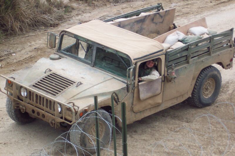 SPC Davis driving the HMMWV