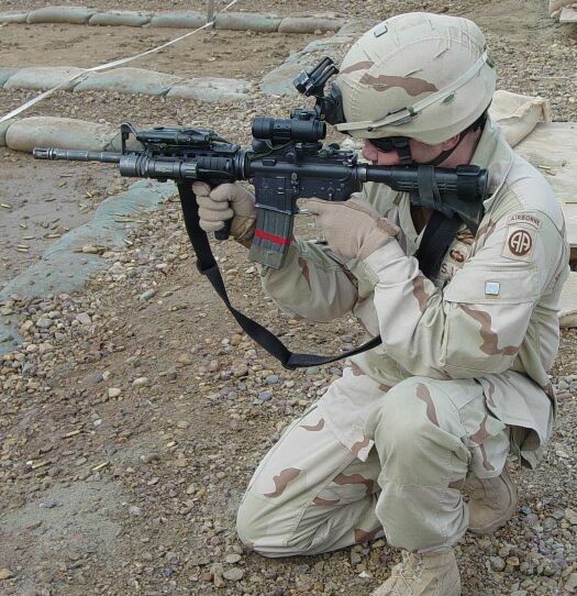 SSG Lewis w/ M-4 on the range @ FOB Kalsu