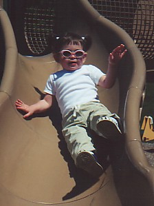 Oh boy! Catch me Mommy!