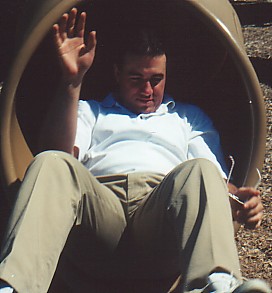 Daddy on the slide!