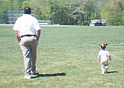 Daddy & Lexie walking to see the FIRE TRUCK!