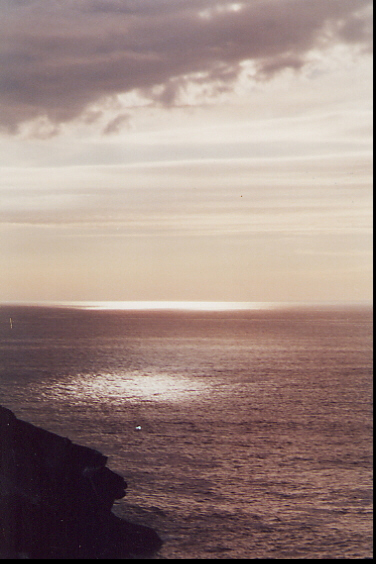 shortly after sunset on the Cornish coast