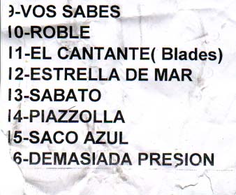 Lista del �ltimo LOCO MIEDO LOCO 2/9/2001
