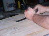 Sign Blank rehabilitation: removal of knots and unsightly material.
