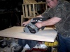Sanding the face and backside for uniformity.
