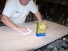 More cleaning following the fine grit sanding. 