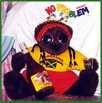 No Problem!  Rasta bear with bottle of banana liquer