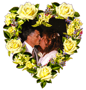 Kiss withing heart of flowers