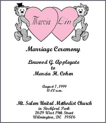 Program cover for wedding on August 7, 1999
