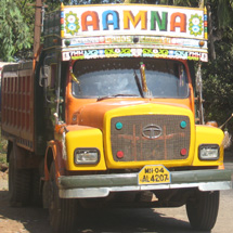 One of the many colorful trucks of India