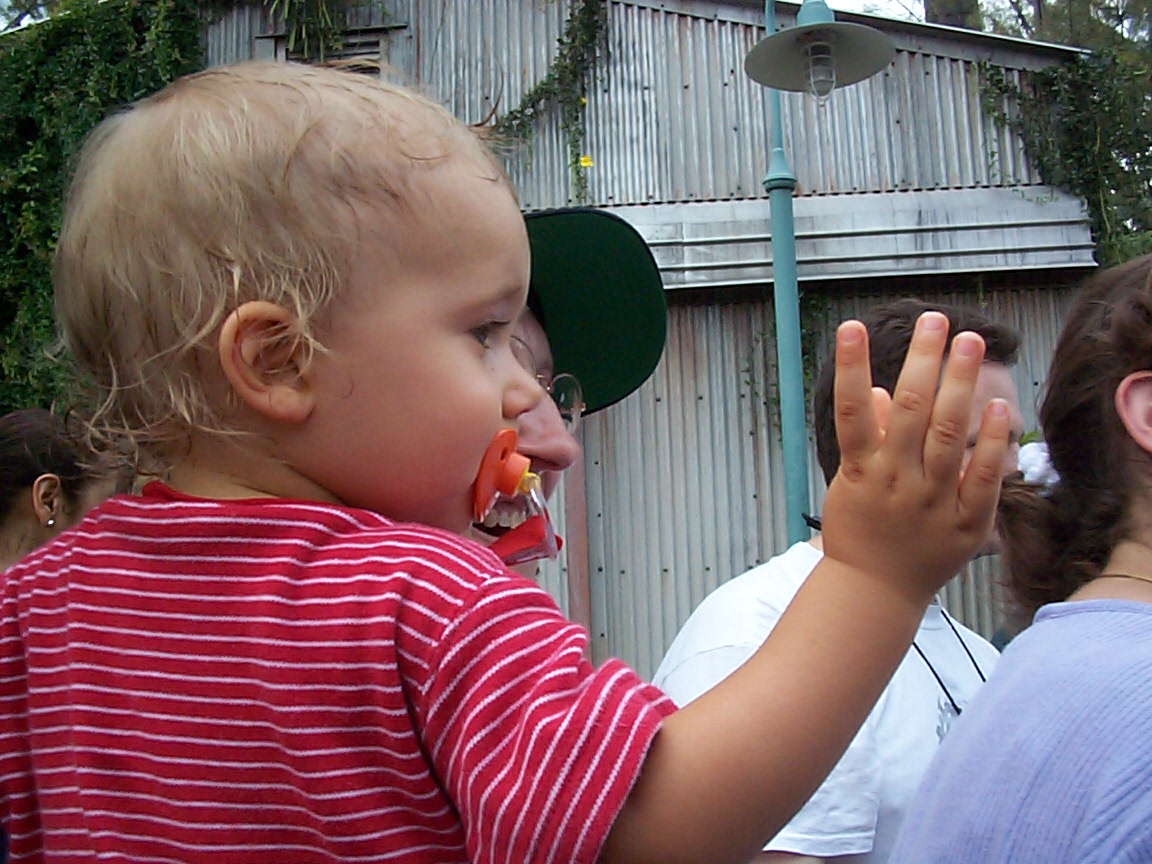 Preston waving at people at disney world!!