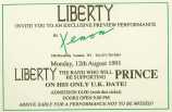 Promotion ticket for a Liberty show at Xenons, London