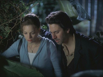 Wolf and Virginia hide in the beanstalk.