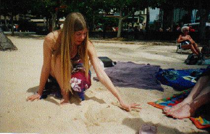 Leslie playing in the sand