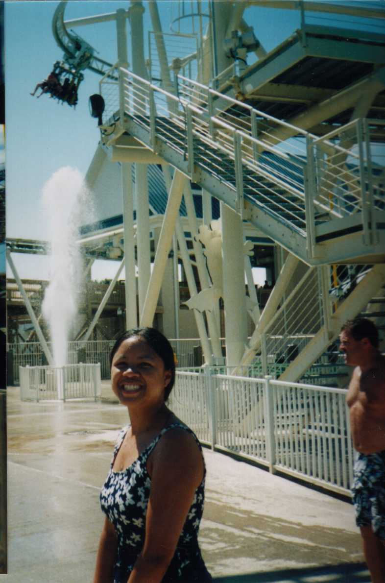 Me in front of the coolest roller coaster ever: the Roller Soaker!