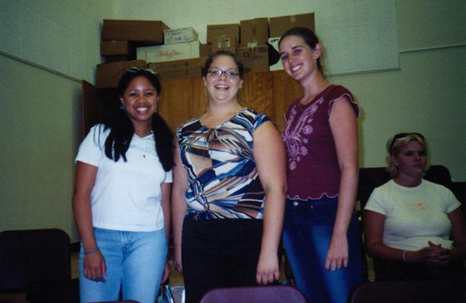 Me, Olivia, Kelly, and Trish sitting in the background