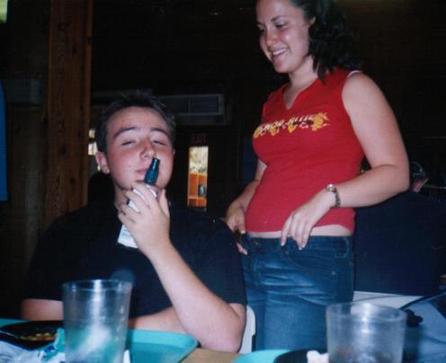 Steve's getting high off of Caitlin's hair spray! AAAH!