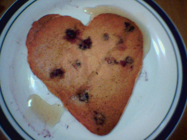 heart-shaped whole grain pancake