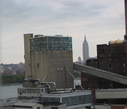 the Domino sugar building as seen from the Williamsburg Bridge