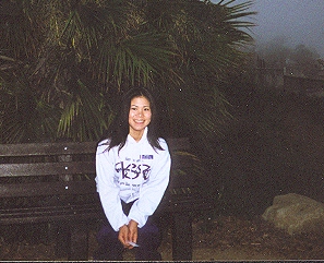 It's me, underneath the palm tree, at 6 in the mornee