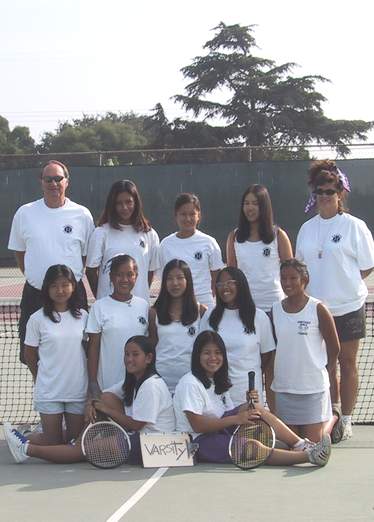 Varsity Tennis 2001: Mr.Phaler, Sam, Thao, Van, Mrs.Garcia, Anh, Trang, Cathy, Trang, Jennifer, Lisa, Kat, and Me!!!