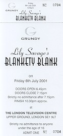 Lily Savage's Blankety Blank ticket