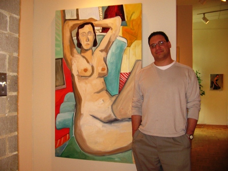 Darrin Friedman with one from his nude paintings series