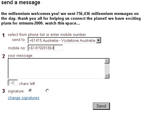 Screenshot of mtnsms Send Message