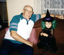 Great Grandpan (age 80) and Kennedi (2) on Halloween