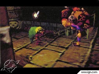 Link and the Happy Mask Salesman inside the Clock Tower
