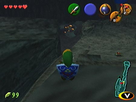 Young Link looks down upon Kakariko Village at night