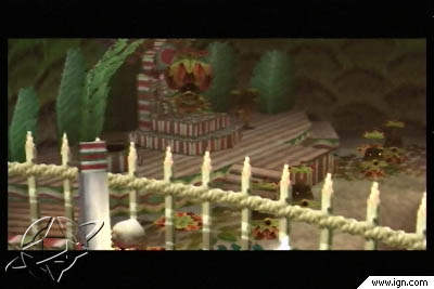 A view of the Deku King from behind the monkey's cell