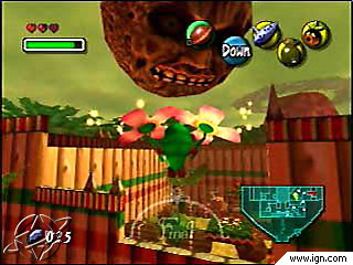 Deku Link uses a Deku Flower to fly towards the moon