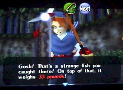 Link catches the Hylian Loach - a 33-pounder