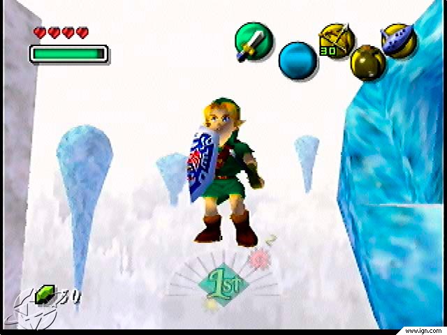 Link stands on an invisible block of ice