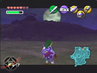 Adult Link explores Hyrule Field at night