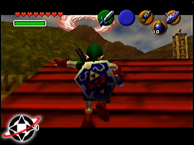 Adult Link on a roof with a good view of Death Mountain