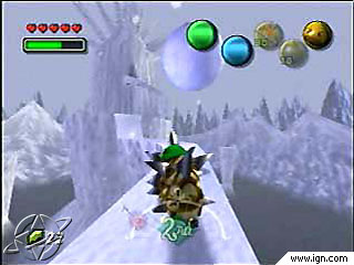 As Darmani, Link rolls towards Snowhead Temple