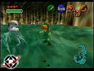 Link swims next to a Zora