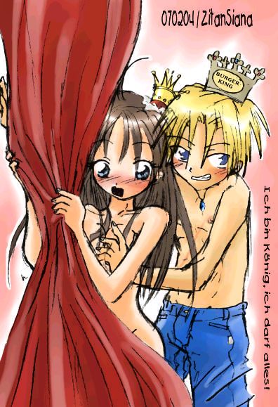 WOAH is das verpixelt x_x scheiss rot XD - ich hatte pl�tzlich voll Bock die beiden zu malen!^^ Da sind se also^^ Ziddy ist der Burger King XD Kennt ihr alle diese Burger-King-Pappkronen?! XD Sone hat doch jeder mal bekommen oder?! XDDD